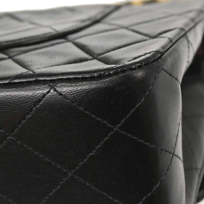 Chanel 1994-1996 Black Lambskin Medium Classic Double Flap Shoulder Bag