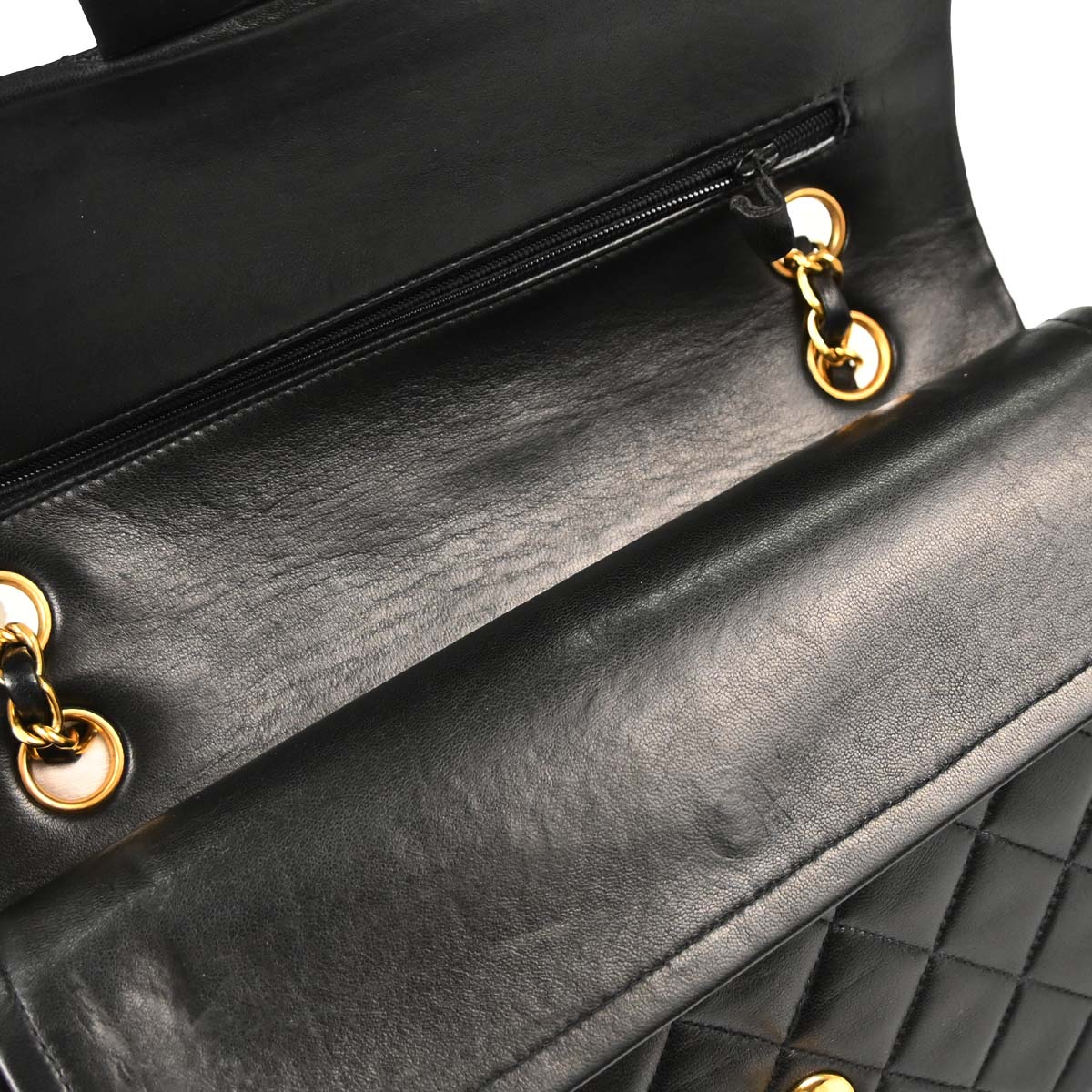 Chanel 1994-1996 Black Lambskin Medium Classic Double Flap Shoulder Bag