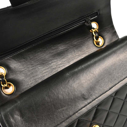 Chanel 1994-1996 Black Lambskin Medium Classic Double Flap Shoulder Bag