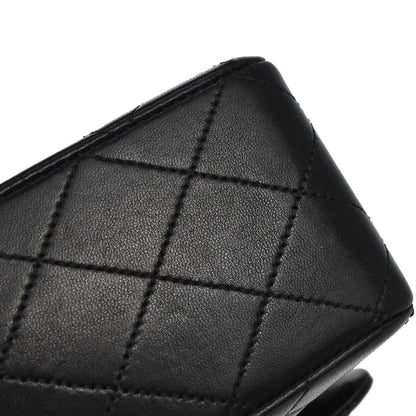 Chanel 1986-1988 Black Lambskin Medium Classic Double Flap Shoulder Bag
