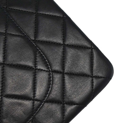 Chanel 1986-1988 Black Lambskin Medium Classic Double Flap Shoulder Bag