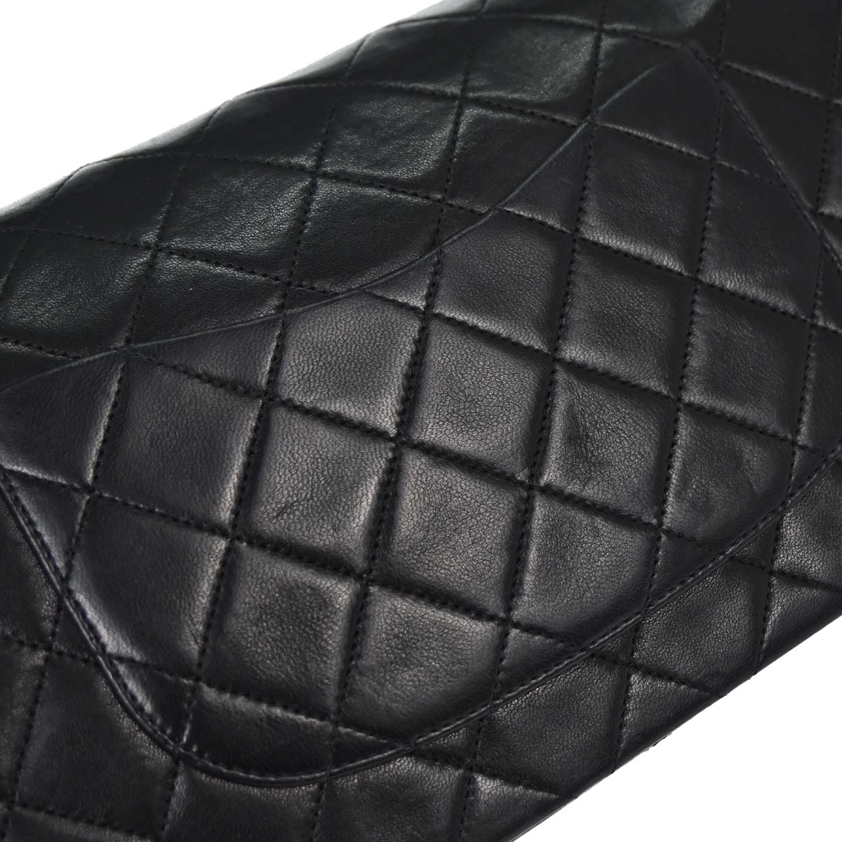 Chanel 1986-1988 Black Lambskin Medium Classic Double Flap Shoulder Bag