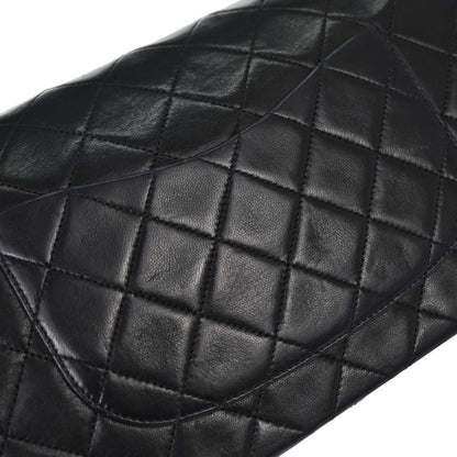 Chanel 1986-1988 Black Lambskin Medium Classic Double Flap Shoulder Bag