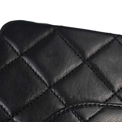 Chanel 1986-1988 Black Lambskin Medium Classic Double Flap Shoulder Bag