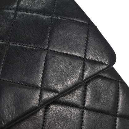 Chanel 1986-1988 Black Lambskin Medium Classic Double Flap Shoulder Bag