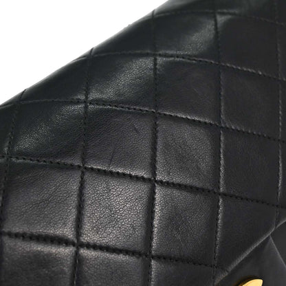 Chanel 1986-1988 Black Lambskin Medium Classic Double Flap Shoulder Bag