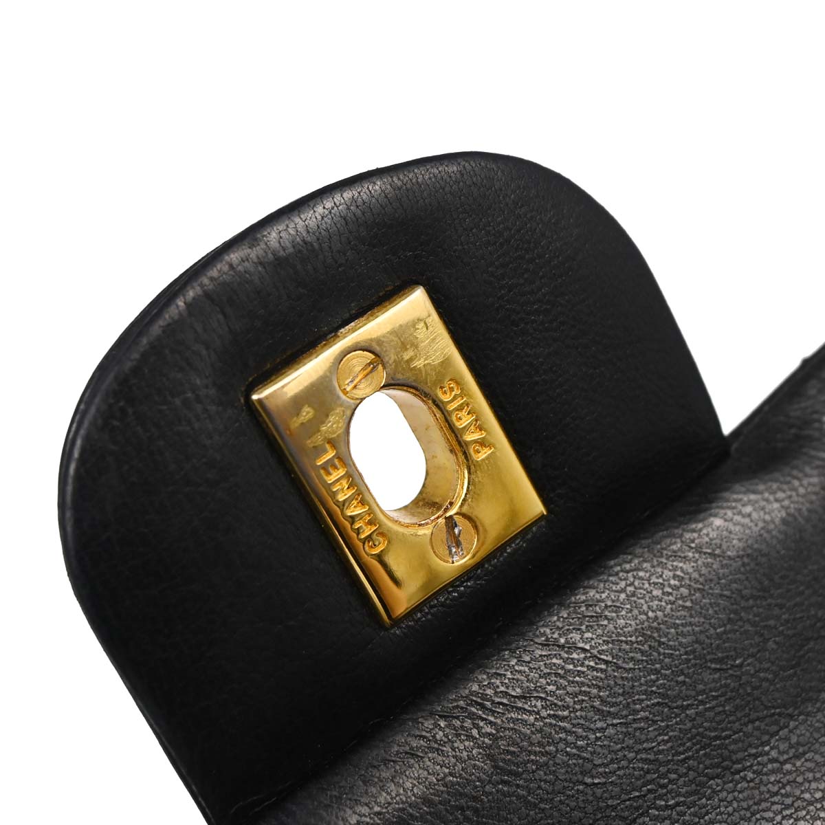 Chanel 1986-1988 Black Lambskin Medium Classic Double Flap Shoulder Bag