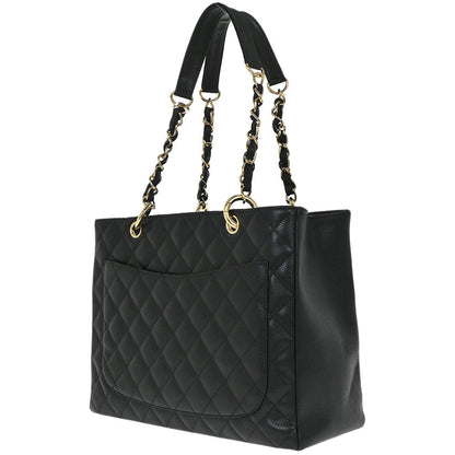 Chanel Black Caviar Skin Grand Shopping Tote GST Chain Handbag