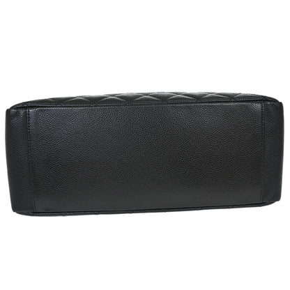 Chanel Black Caviar Skin Grand Shopping Tote GST Chain Handbag