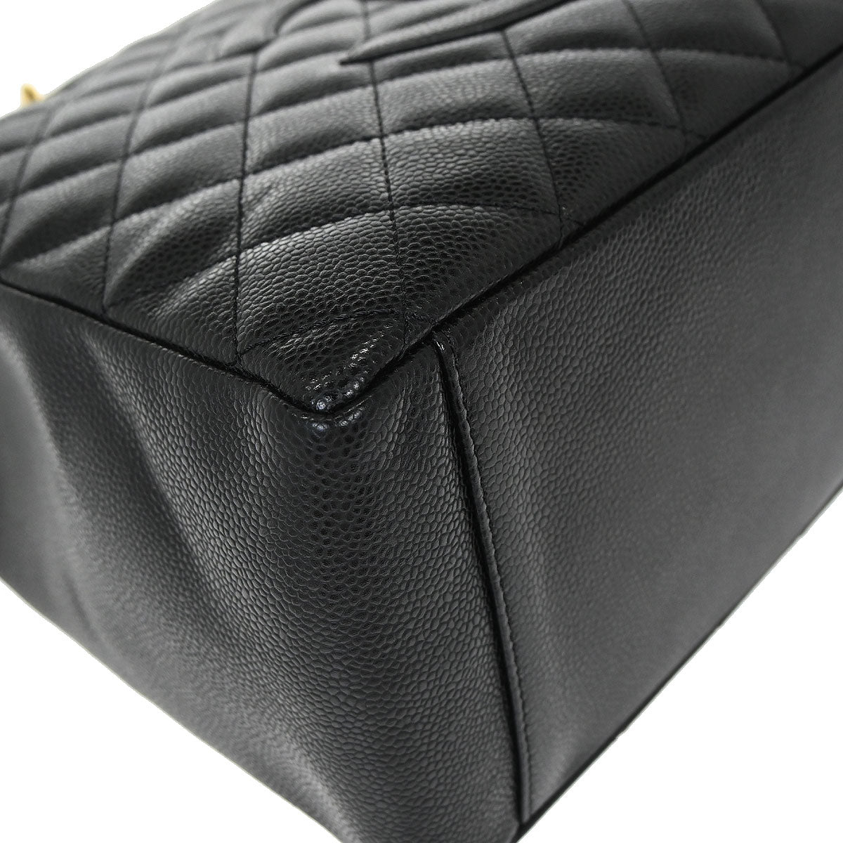 Chanel Black Caviar Skin Grand Shopping Tote GST Chain Handbag