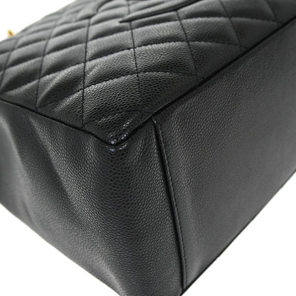 Chanel Black Caviar Skin Grand Shopping Tote GST Chain Handbag
