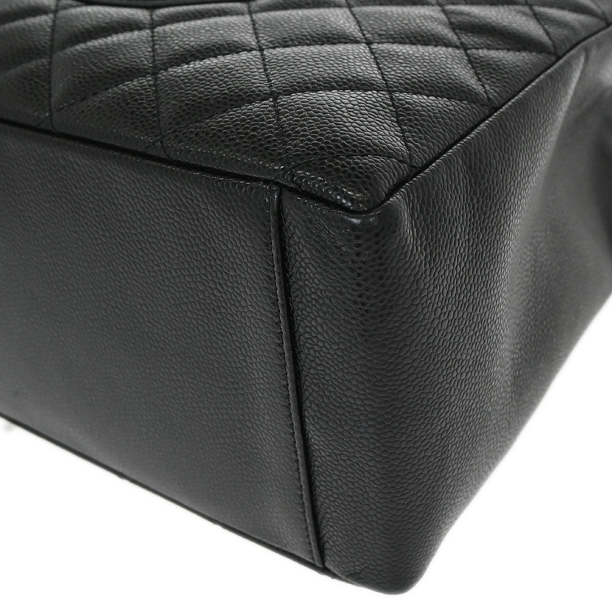 Chanel Black Caviar Skin Grand Shopping Tote GST Chain Handbag