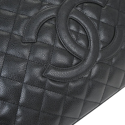 Chanel Black Caviar Skin Grand Shopping Tote GST Chain Handbag