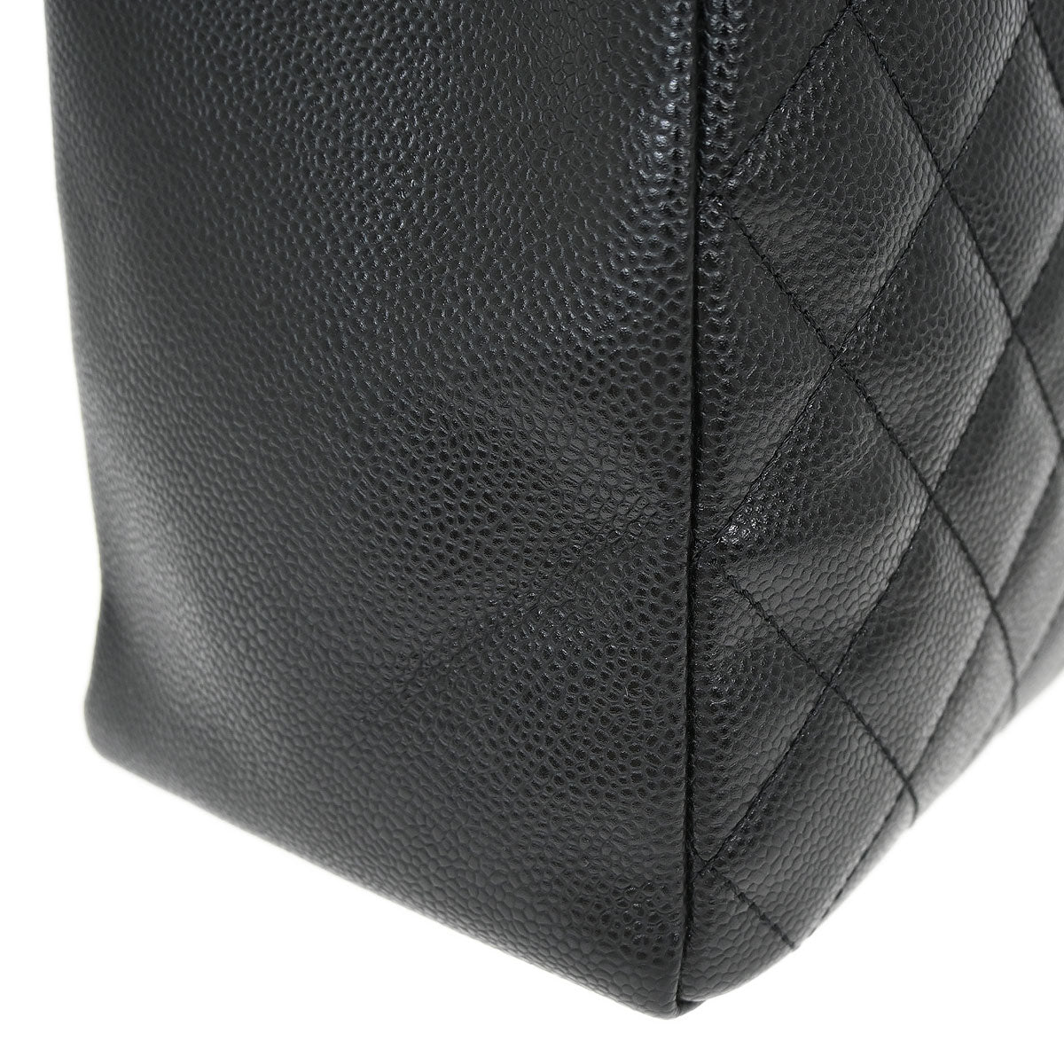 Chanel Black Caviar Skin Grand Shopping Tote GST Chain Handbag