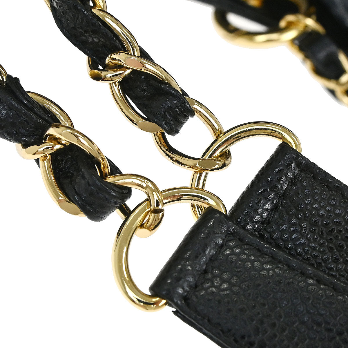 Chanel Black Caviar Skin Grand Shopping Tote GST Chain Handbag