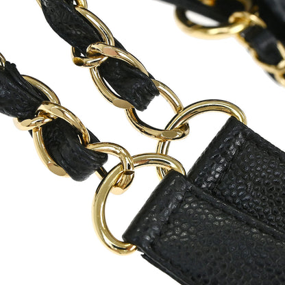Chanel Black Caviar Skin Grand Shopping Tote GST Chain Handbag