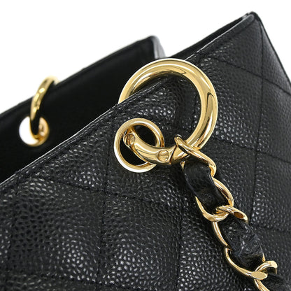Chanel Black Caviar Skin Grand Shopping Tote GST Chain Handbag