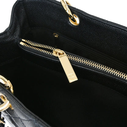 Chanel Black Caviar Skin Grand Shopping Tote GST Chain Handbag
