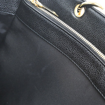 Chanel Black Caviar Skin Grand Shopping Tote GST Chain Handbag