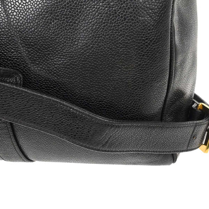Chanel 1997-1999 Black Caviar Skin 2way Shoulder Duffle Handbag