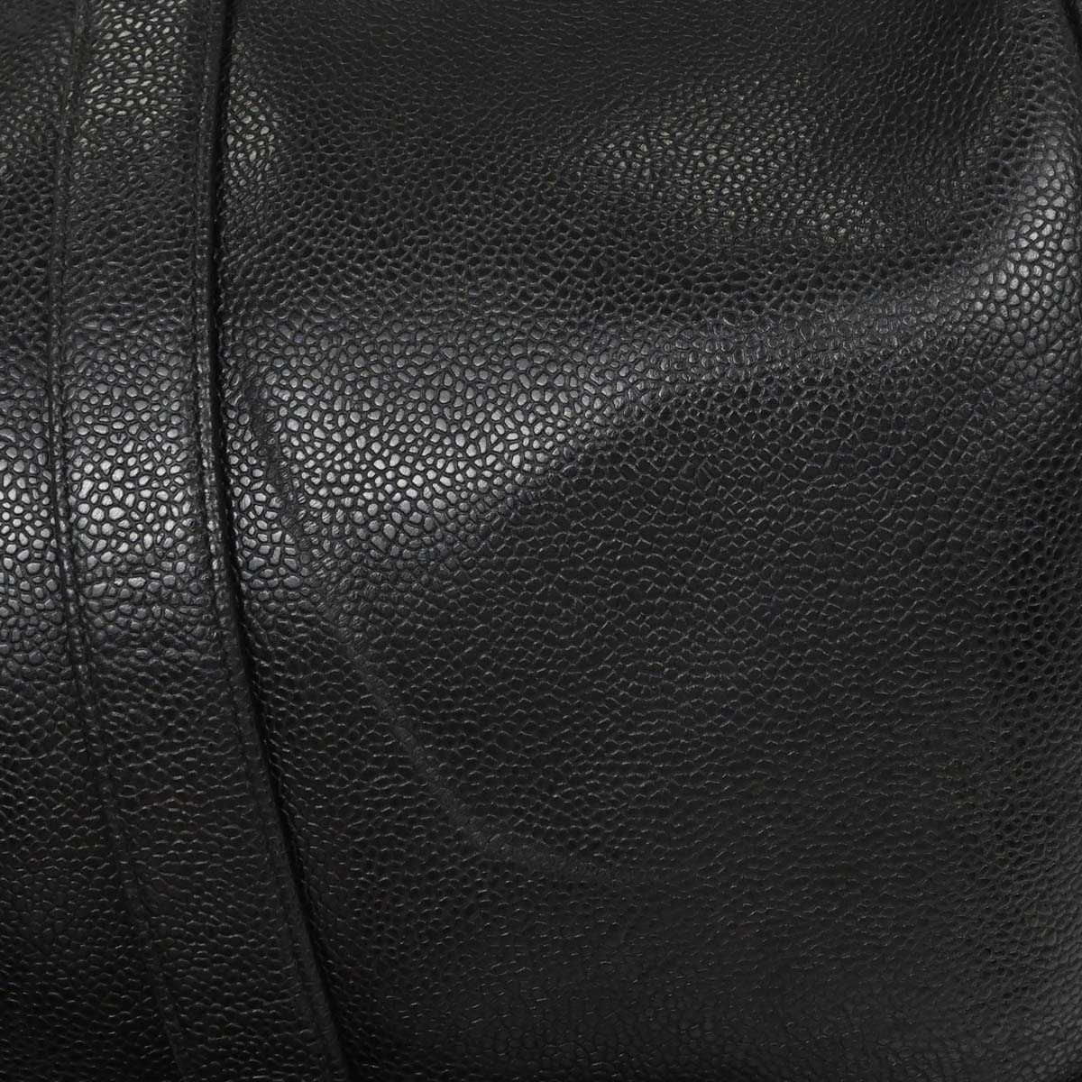 Chanel 1997-1999 Black Caviar Skin 2way Shoulder Duffle Handbag