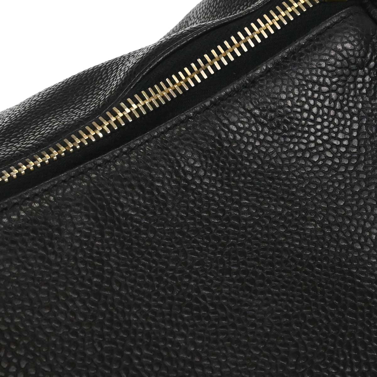 Chanel 1997-1999 Black Caviar Skin 2way Shoulder Duffle Handbag