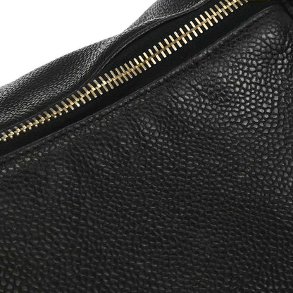 Chanel 1997-1999 Black Caviar Skin 2way Shoulder Duffle Handbag