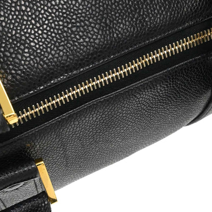 Chanel 1997-1999 Black Caviar Skin 2way Shoulder Duffle Handbag