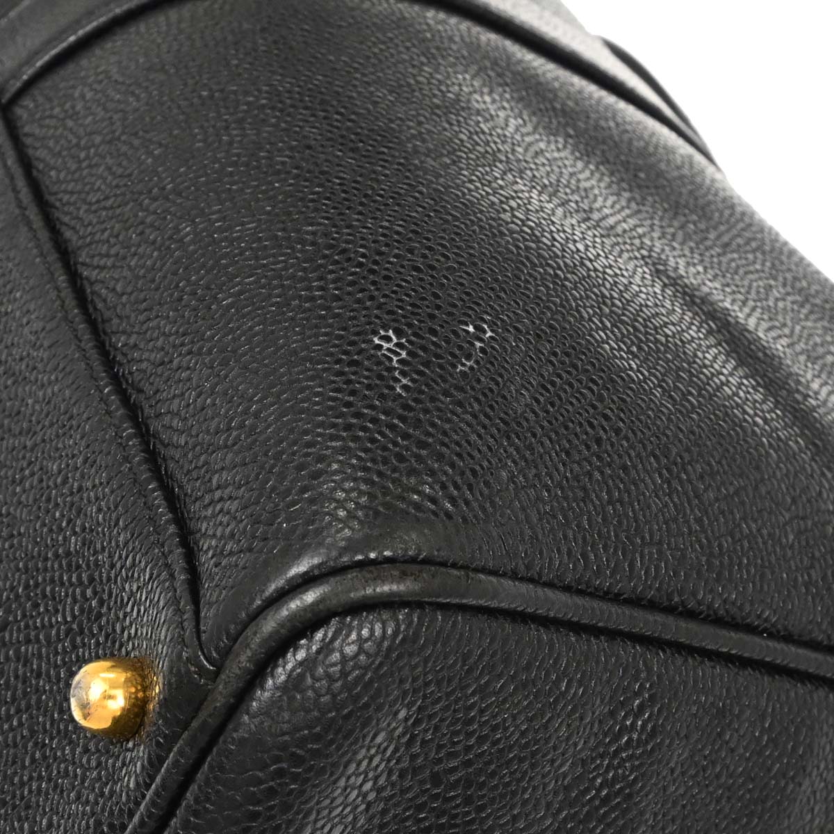 Chanel 1997-1999 Black Caviar Skin 2way Shoulder Duffle Handbag