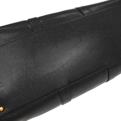 Chanel 1997-1999 Black Caviar Skin 2way Shoulder Duffle Handbag