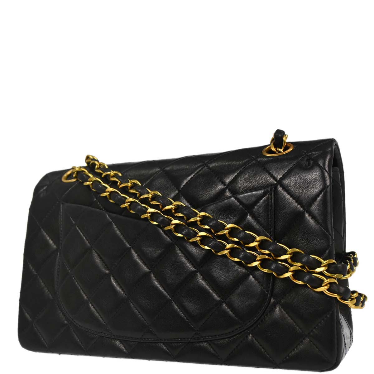 Chanel 1994-1996 Black Lambskin Small Classic Double Flap Shoulder Bag