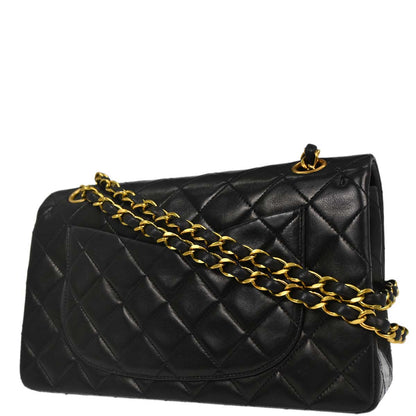 Chanel 1994-1996 Black Lambskin Small Classic Double Flap Shoulder Bag