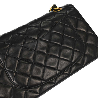 Chanel 1994-1996 Black Lambskin Small Classic Double Flap Shoulder Bag