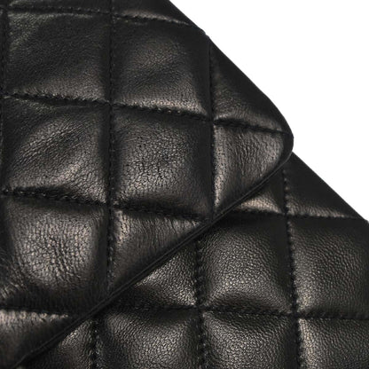 Chanel 1994-1996 Black Lambskin Small Classic Double Flap Shoulder Bag
