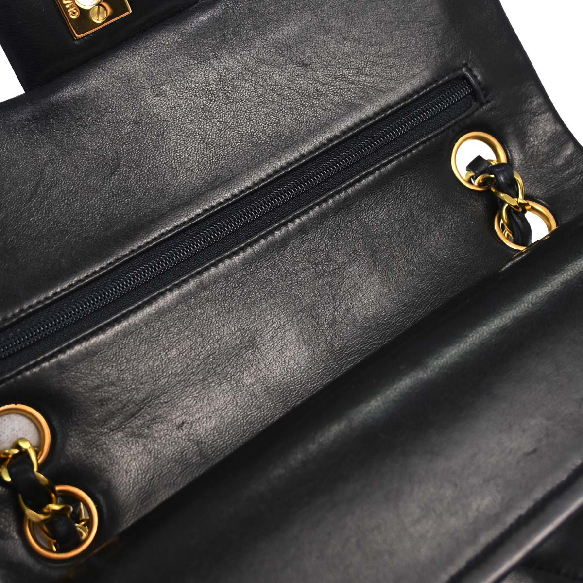 Chanel 1994-1996 Black Lambskin Small Classic Double Flap Shoulder Bag