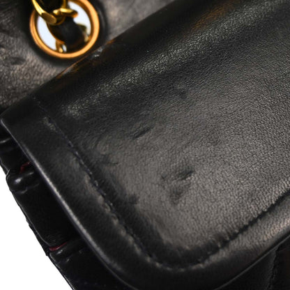 Chanel 1994-1996 Black Lambskin Small Classic Double Flap Shoulder Bag
