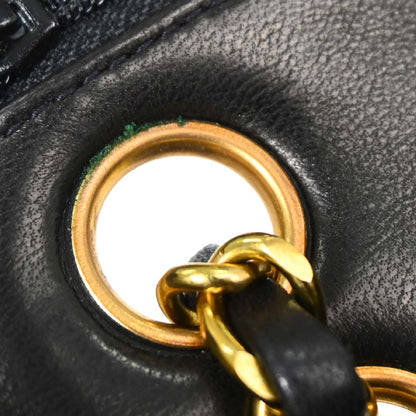 Chanel 1994-1996 Black Lambskin Small Classic Double Flap Shoulder Bag