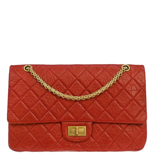 Chanel 2010-2011 Red Calfskin 2.55 Jumbo Classic Double Flap Shoulder Bag