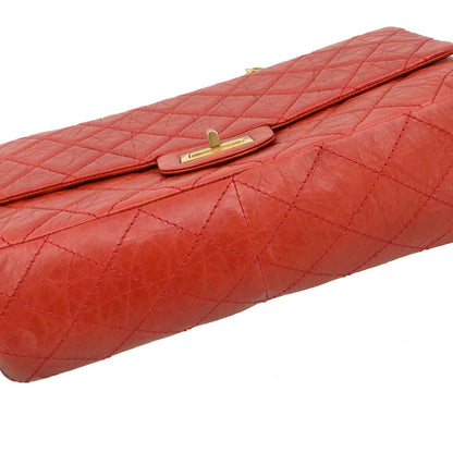 Chanel 2010-2011 Red Calfskin 2.55 Jumbo Classic Double Flap Shoulder Bag