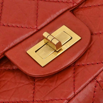 Chanel 2010-2011 Red Calfskin 2.55 Jumbo Classic Double Flap Shoulder Bag