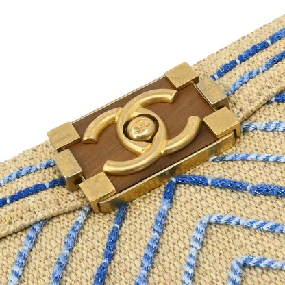 Boy Chanel 2019 Beige Mixed Fibers Medium Chain Shoulder Bag