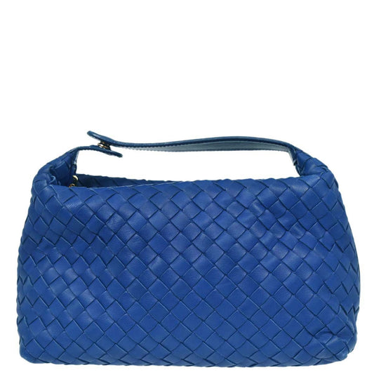 Bottega Veneta Blue Lambskin Intrecciato Handbag