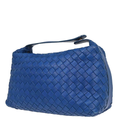 Bottega Veneta Blue Lambskin Intrecciato Handbag