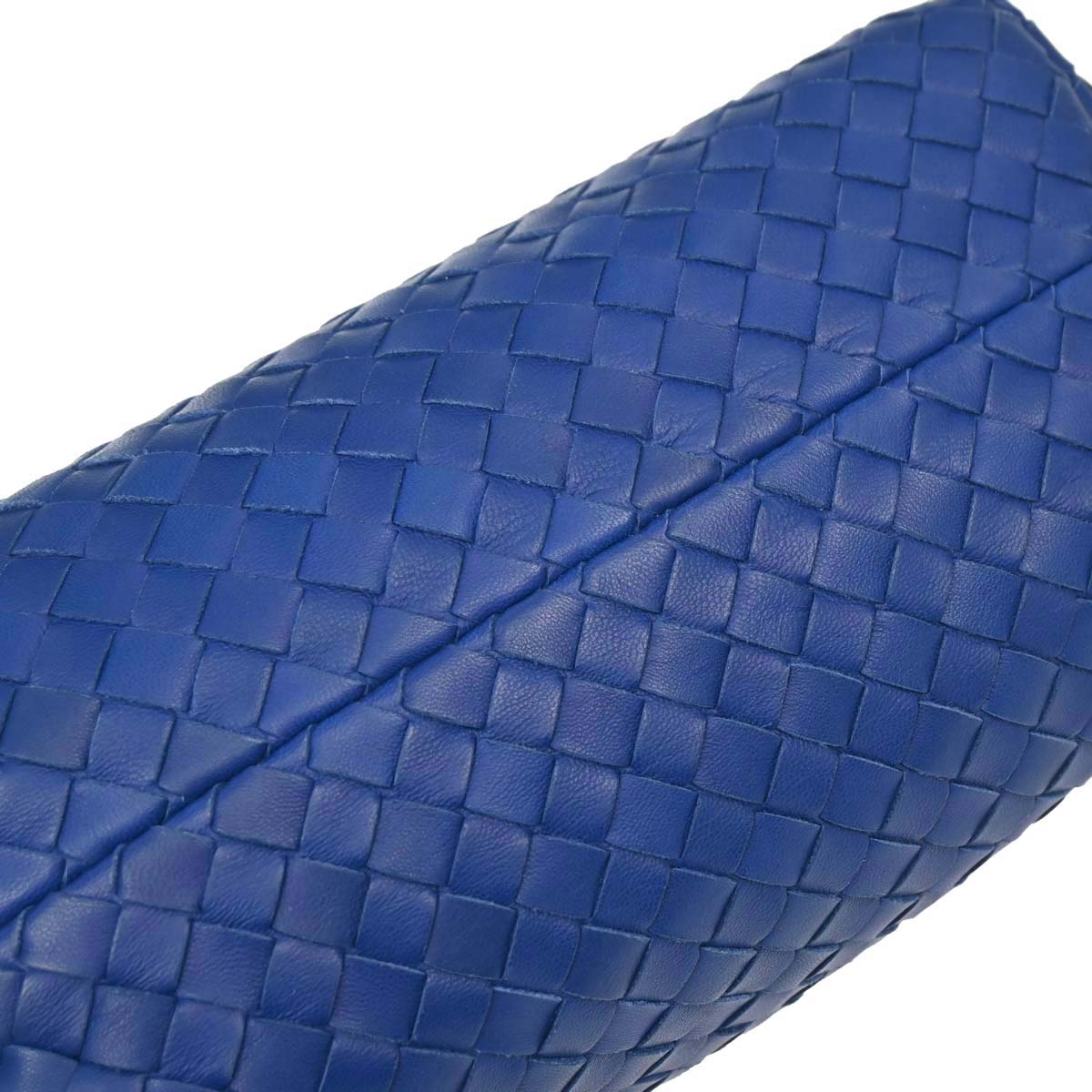 Bottega Veneta Blue Lambskin Intrecciato Handbag