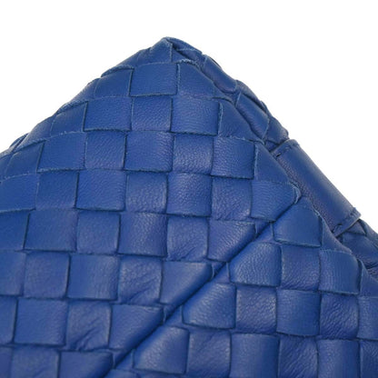Bottega Veneta Blue Lambskin Intrecciato Handbag