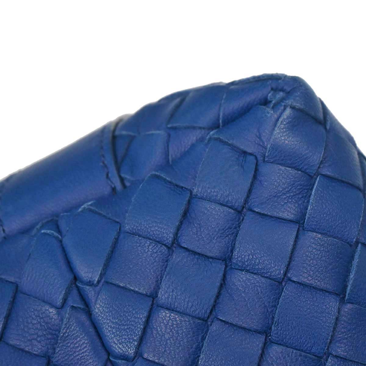Bottega Veneta Blue Lambskin Intrecciato Handbag