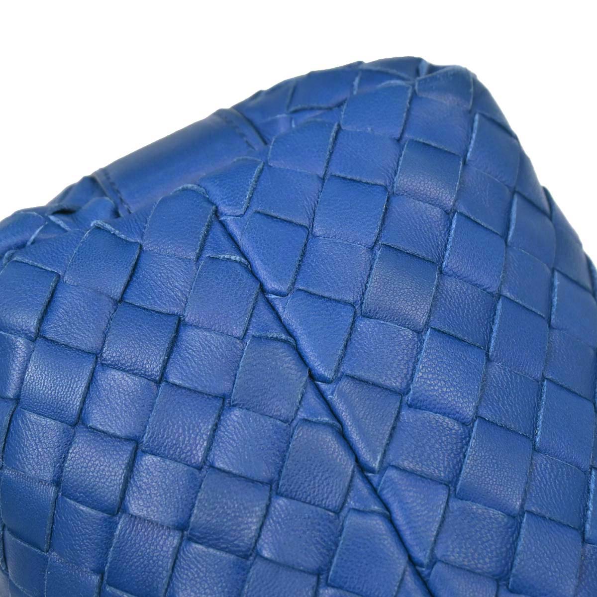 Bottega Veneta Blue Lambskin Intrecciato Handbag