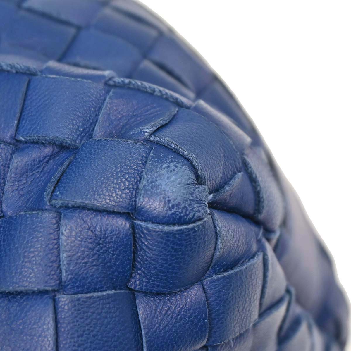 Bottega Veneta Blue Lambskin Intrecciato Handbag
