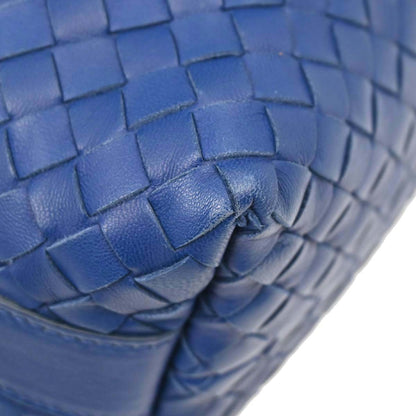 Bottega Veneta Blue Lambskin Intrecciato Handbag