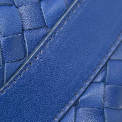 Bottega Veneta Blue Lambskin Intrecciato Handbag